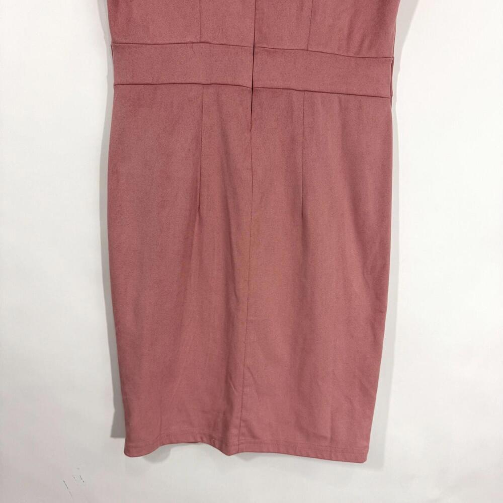 Lascana Women’s Size 6 Small Solid Pink Faux Suede Fitted Sheath Mini Dress - Picture 9 of 10